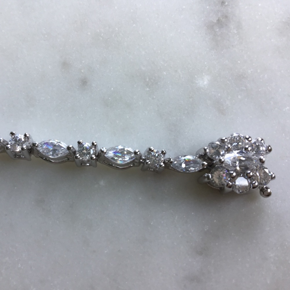 Sterling 7” Marquise & Round Cz Tennis Bracelet - Picture 15 of 17